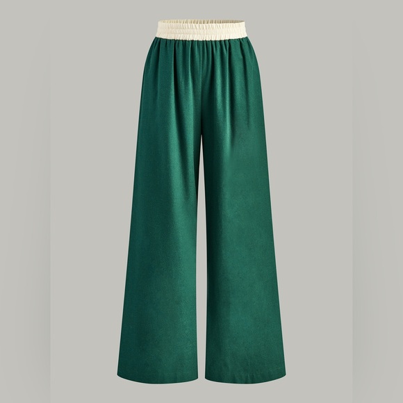 Commense linen blend two piece wide leg pants and crop top set size L cc23-19 - Picture 3 of 5